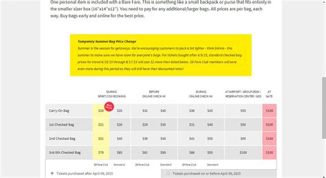 cost of bags on spirit.